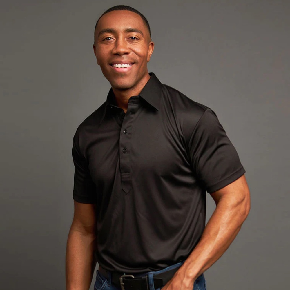 Collars & Co Dress Collar Polo Black Men’s Small 4-Way Stretch Performance Shirt